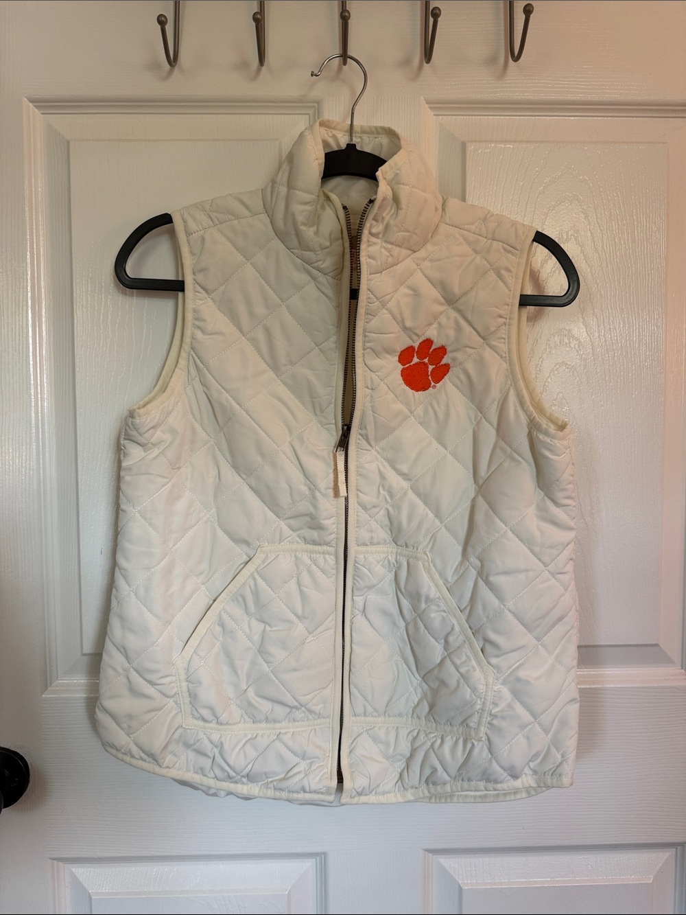 Quilted Ivory Vest with Orange Paw Logo